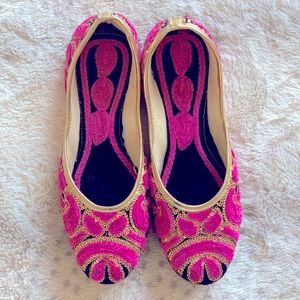 Indian shoes jutti khussa Pink black gold sequin